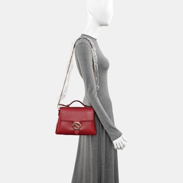 Interlocking G Large Calfskin Red