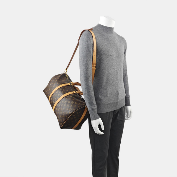 KEEPALL 45 Monogram Coated Canvas Brown