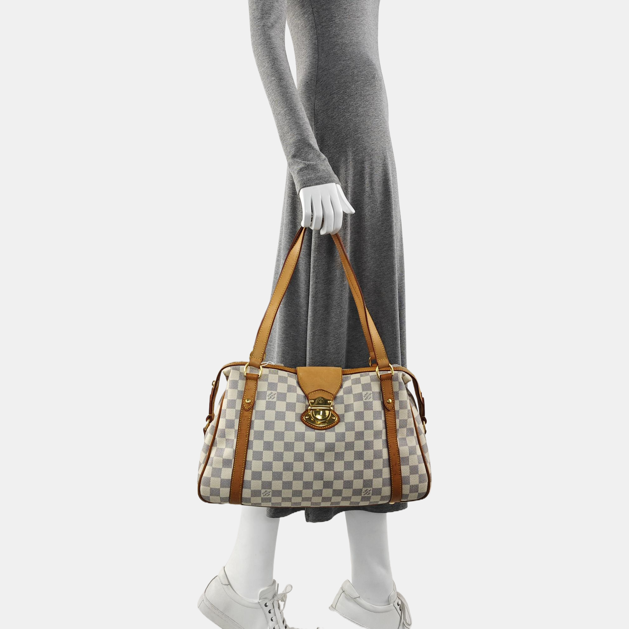 STRESA Damier Azur Coated Canvas White