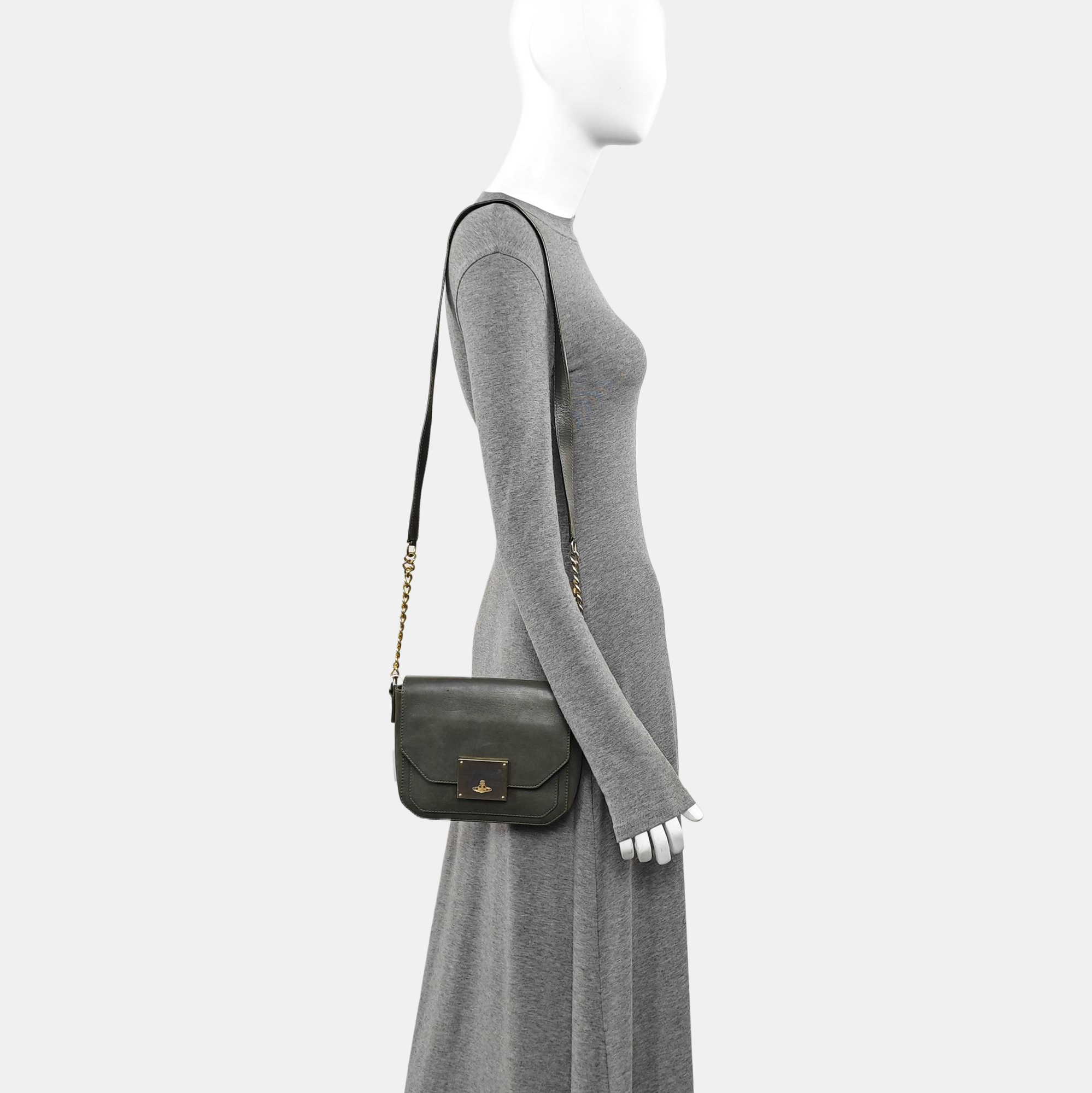 Calfskin Shoulder Bag Gray