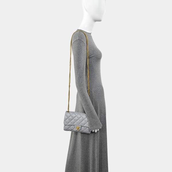 CLASSIC FLAP Mini Quilted Lambskin Gray