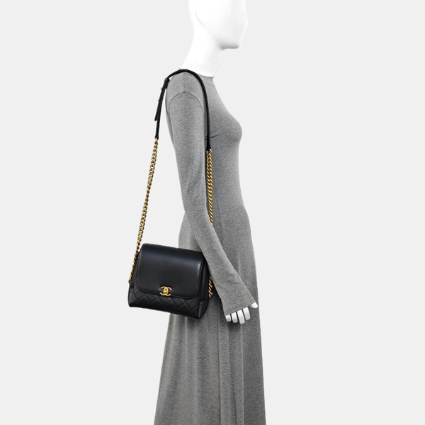 Quilted Calfskin Shoulder Bag Black