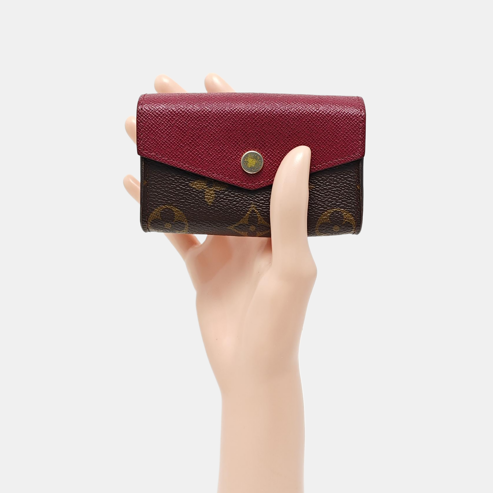 MARIE LOU Monogram Coated Canvas Brown Card Holder
