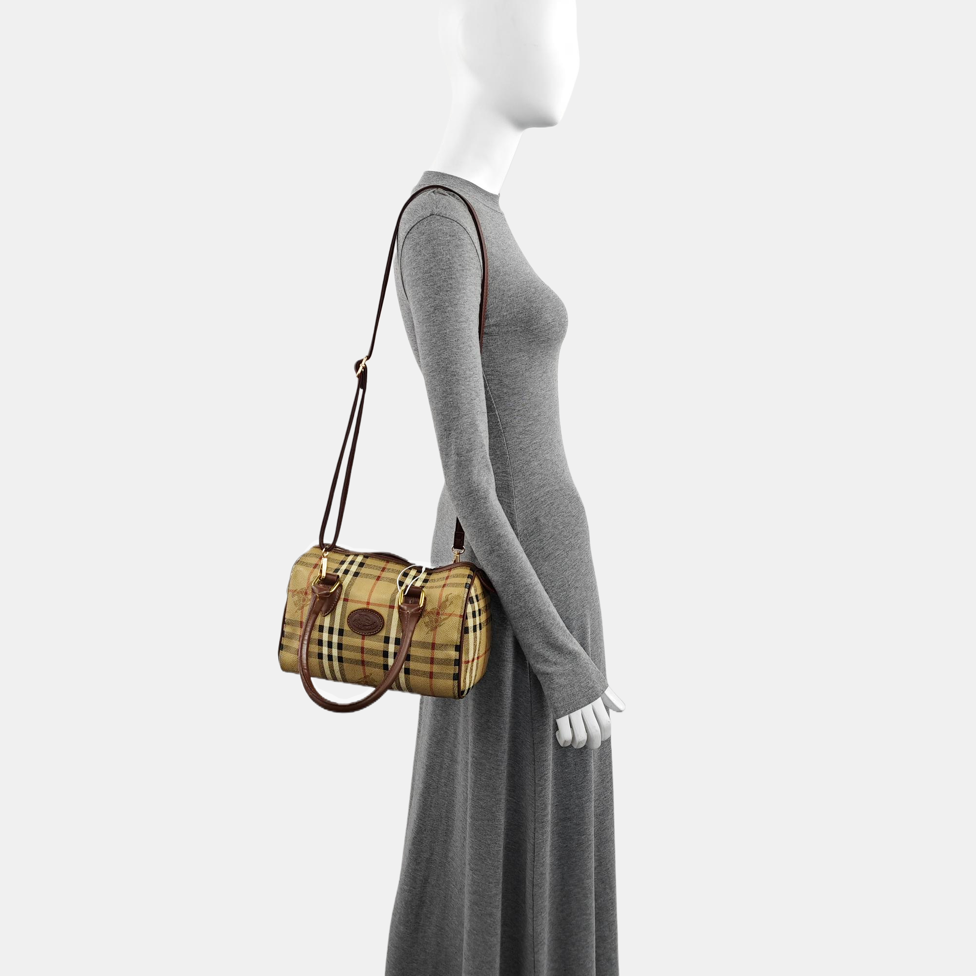Coated Canvas Top Handle Bag Beige