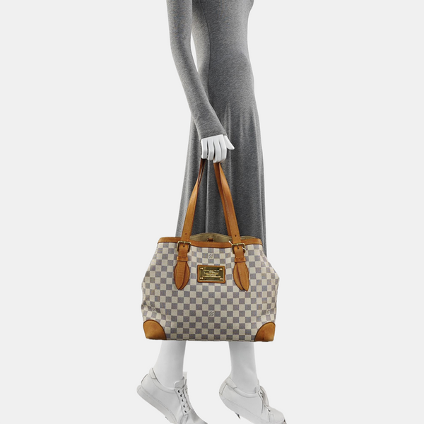 HAMPSTEAD MM Damier Azur Coated Canvas White