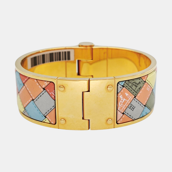 Enamel Hinged Bracelet Metal Gold Bangle