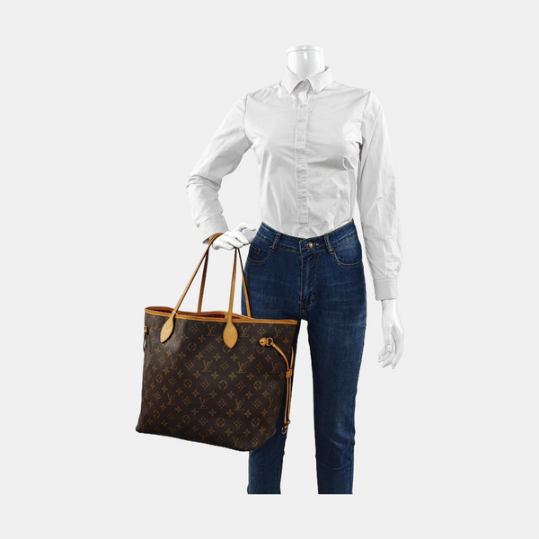 Authenticated pre-owned  NEVERFULL MM Monogram Coated Canvas Brown - Tote Bag at Looply