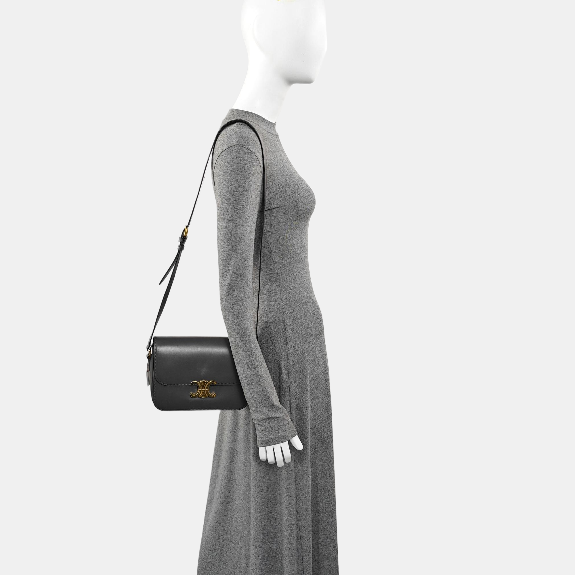 TRIOMPHE Medium Calfskin Gray
