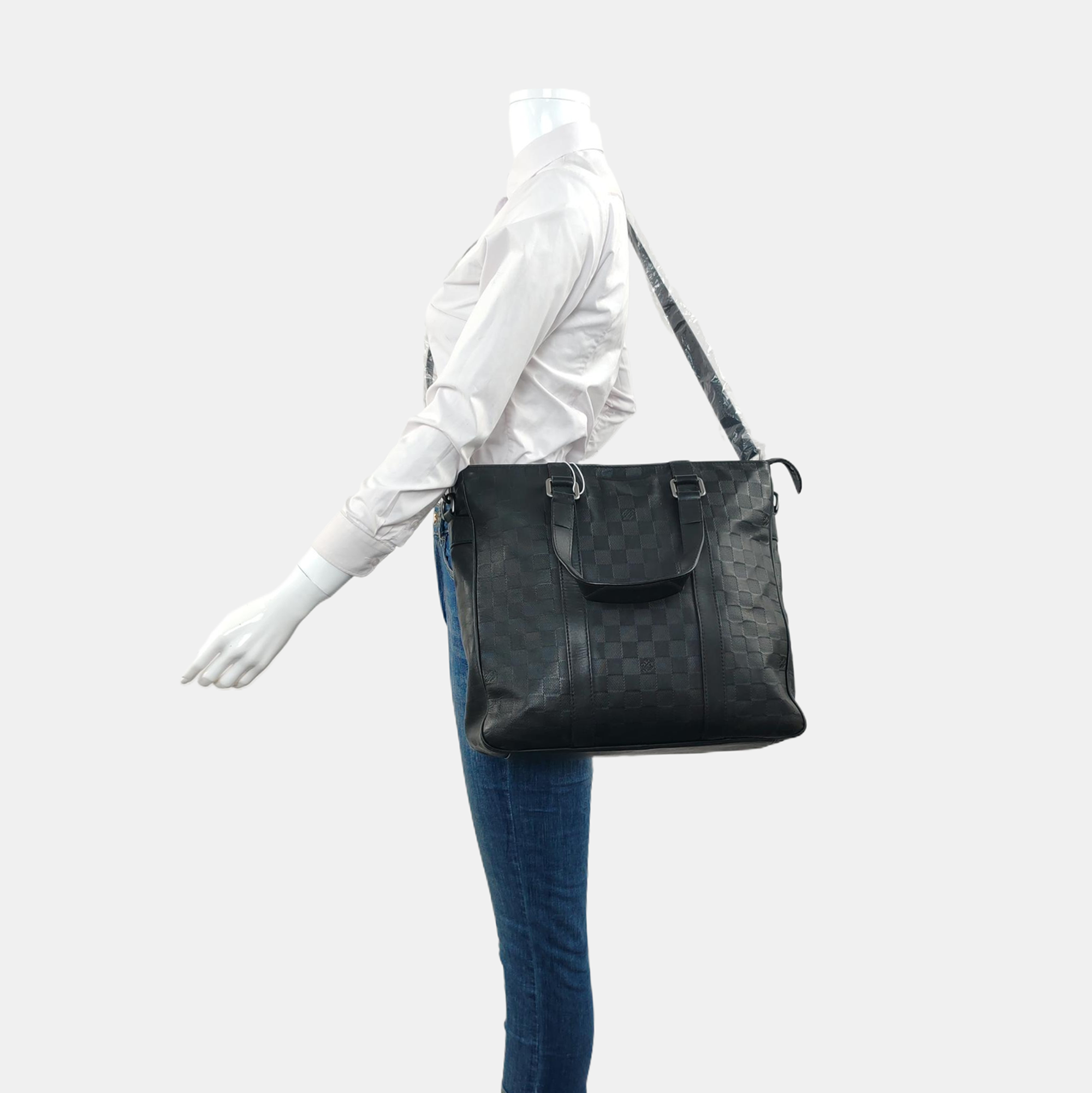 TADAO PM Damier Graphite Piel de Becerro Negra