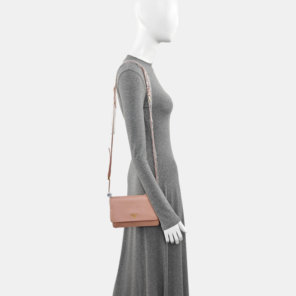 Saffiano Calfskin Shoulder Bag Pink