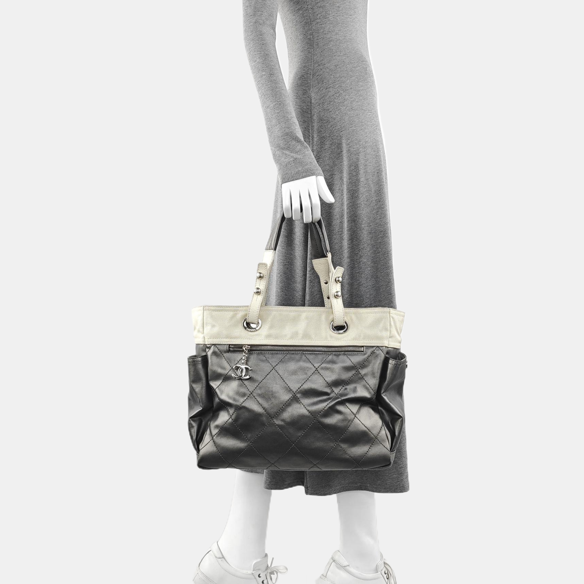 PARIS BIARRITZ Large Quilted Coated Canvas Gray