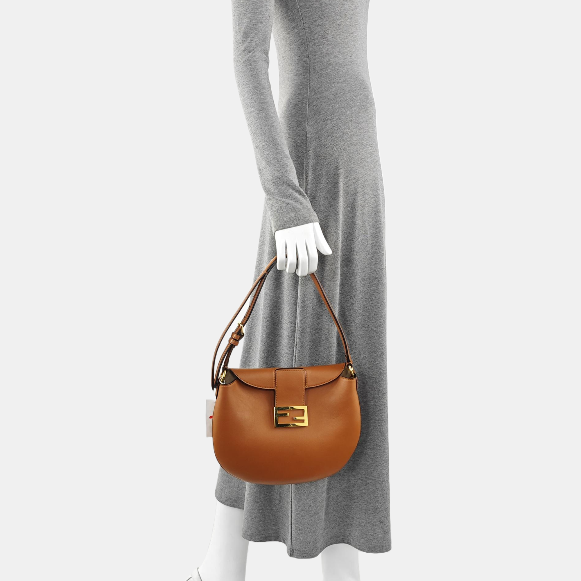 Calfskin Shoulder Bag Small Brown