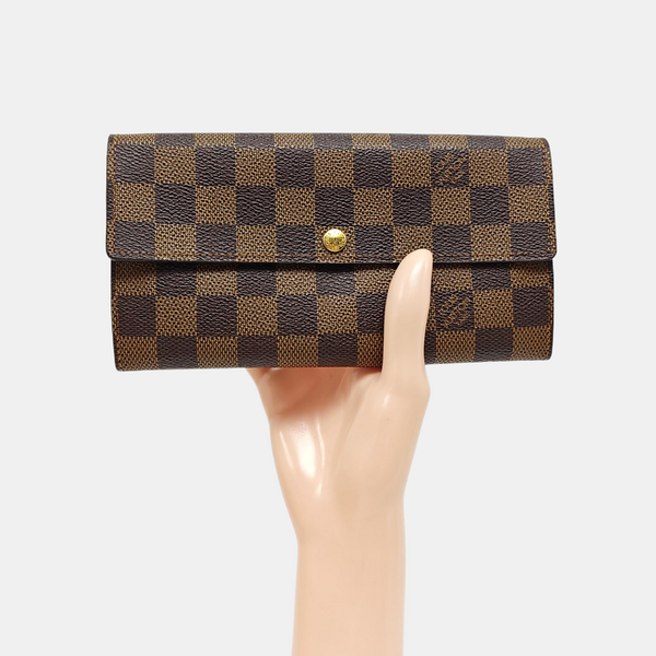 PORTE MONNAIE Damier Ebene Coated Canvas Brown