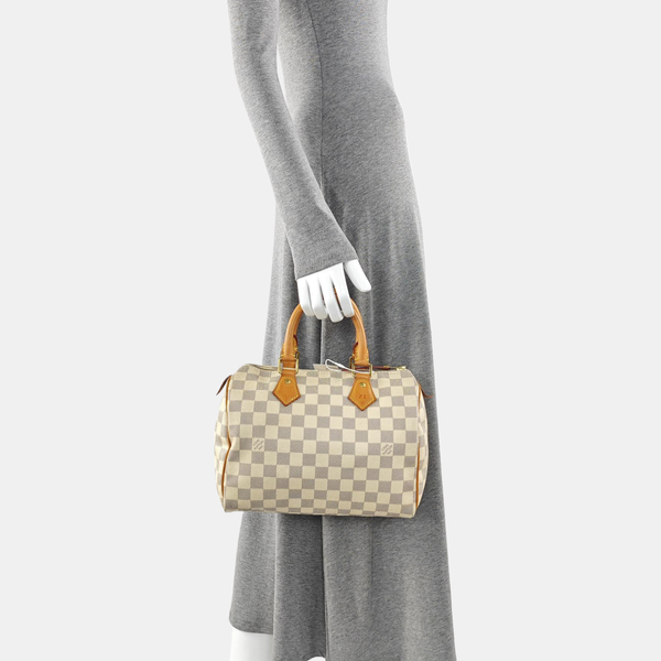 SPEEDY 25 Damier Azur Coated Canvas White