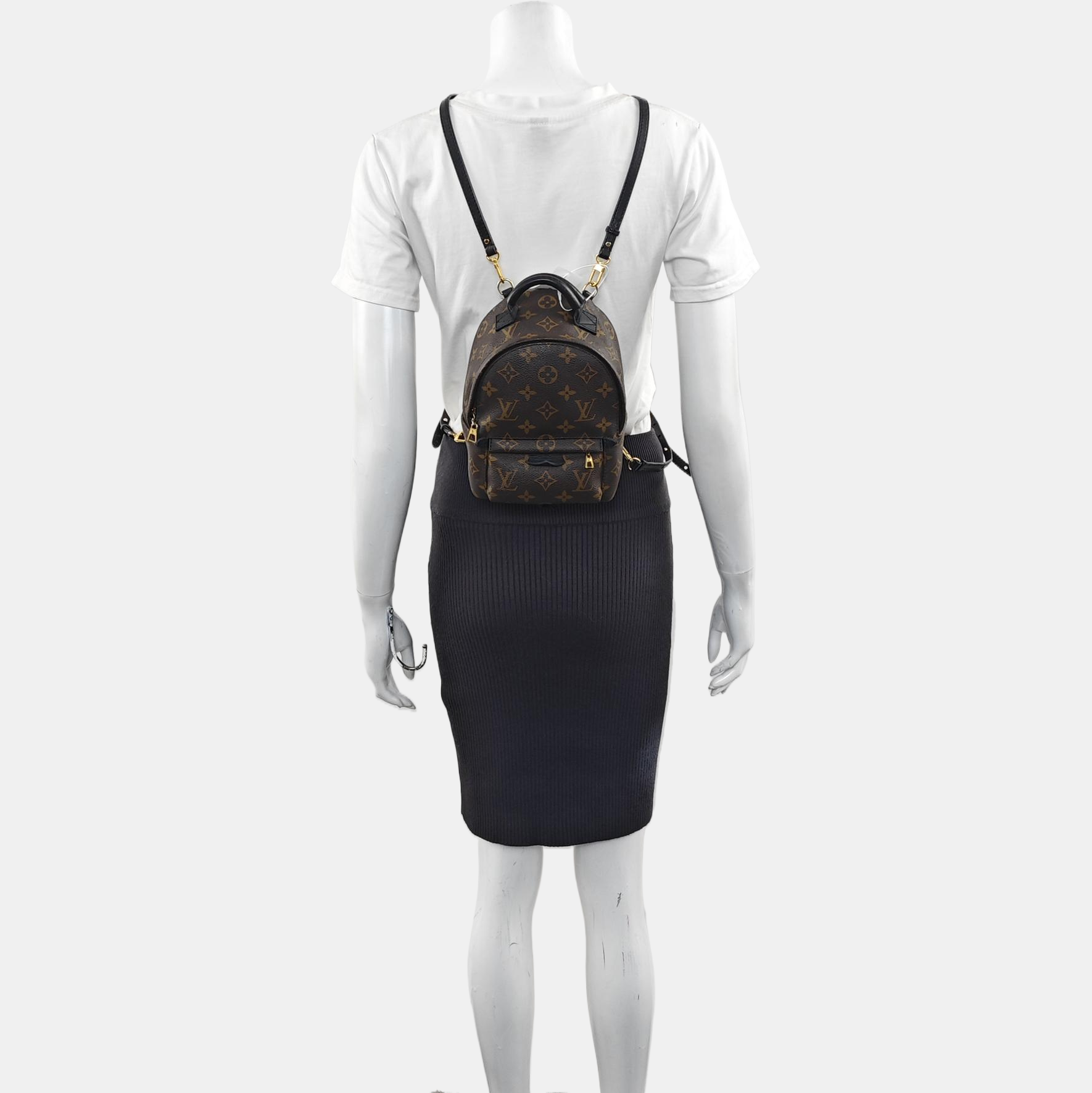 Authenticated pre-owned  PALM SPRINGS Mini Monogram Coated Canvas Brown - Backpack at Looply