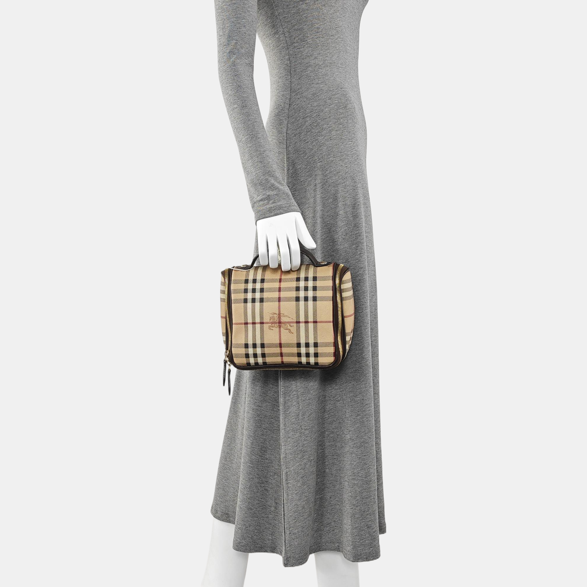 Coated Canvas Top Handle Bag Beige