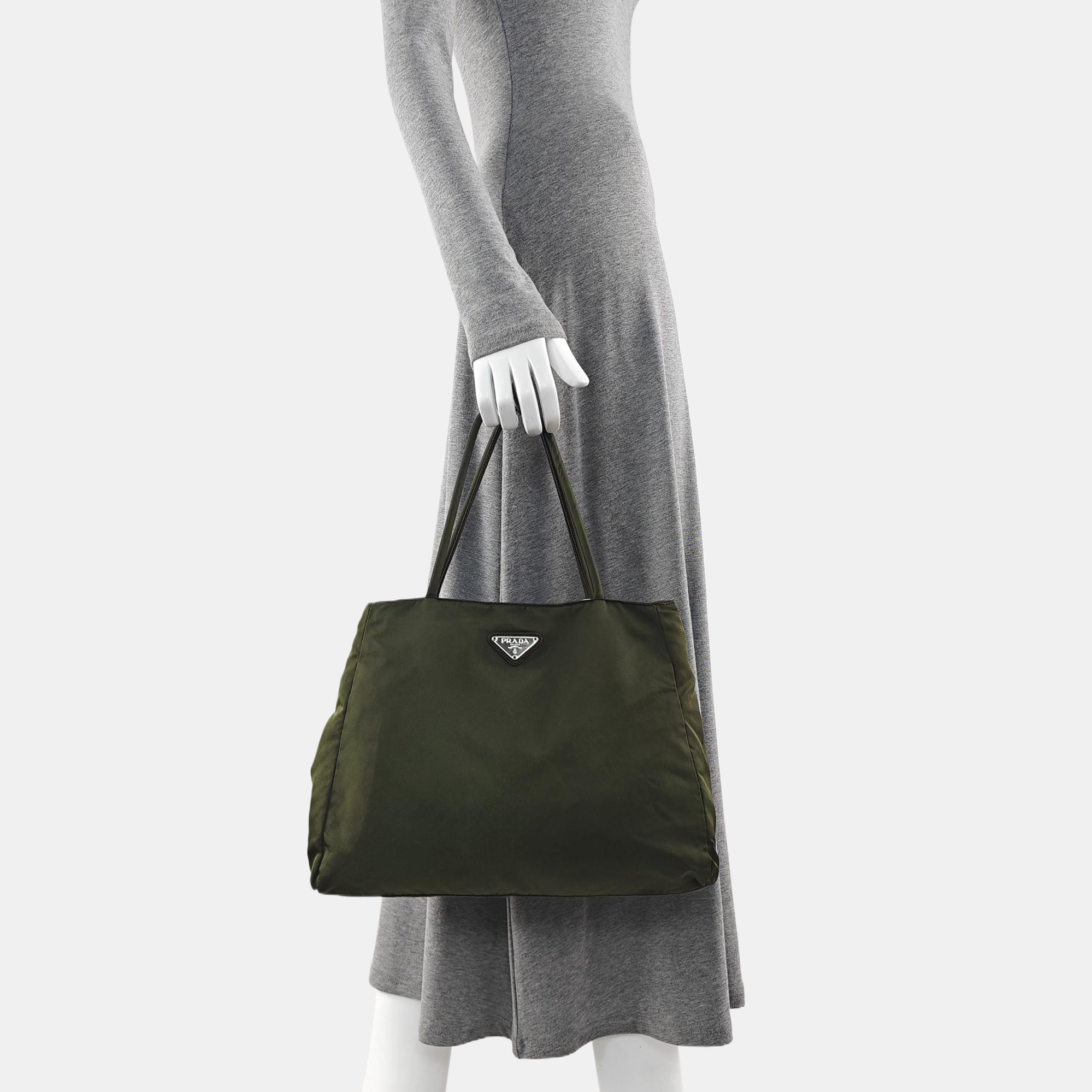 Nylon Top Handle Bag Green