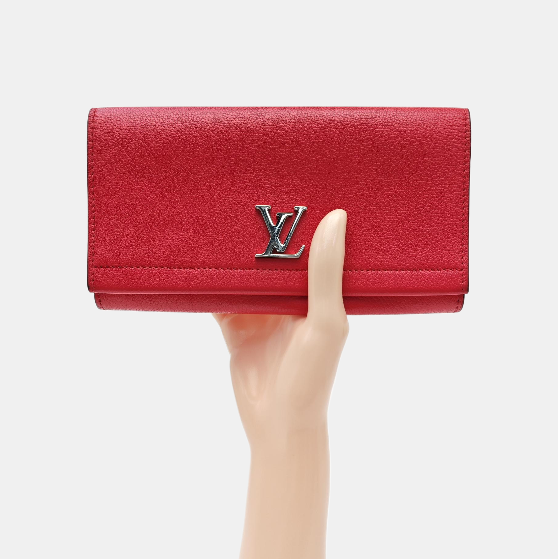 LOCKME BB Calfskin Red Wallet
