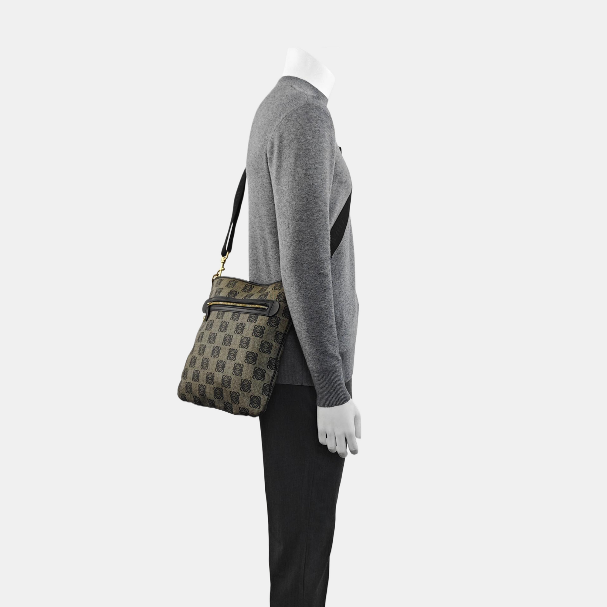 Monogram Coated Canvas Shoulder Bag Gray