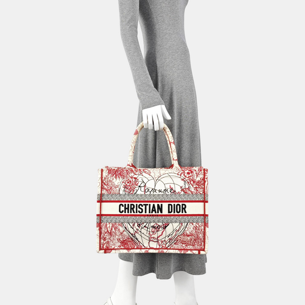 Book Tote Medium Fabric Red