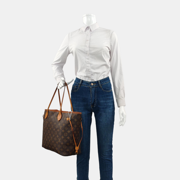 NEVERFULL MM Monogram Coated Canvas Brown