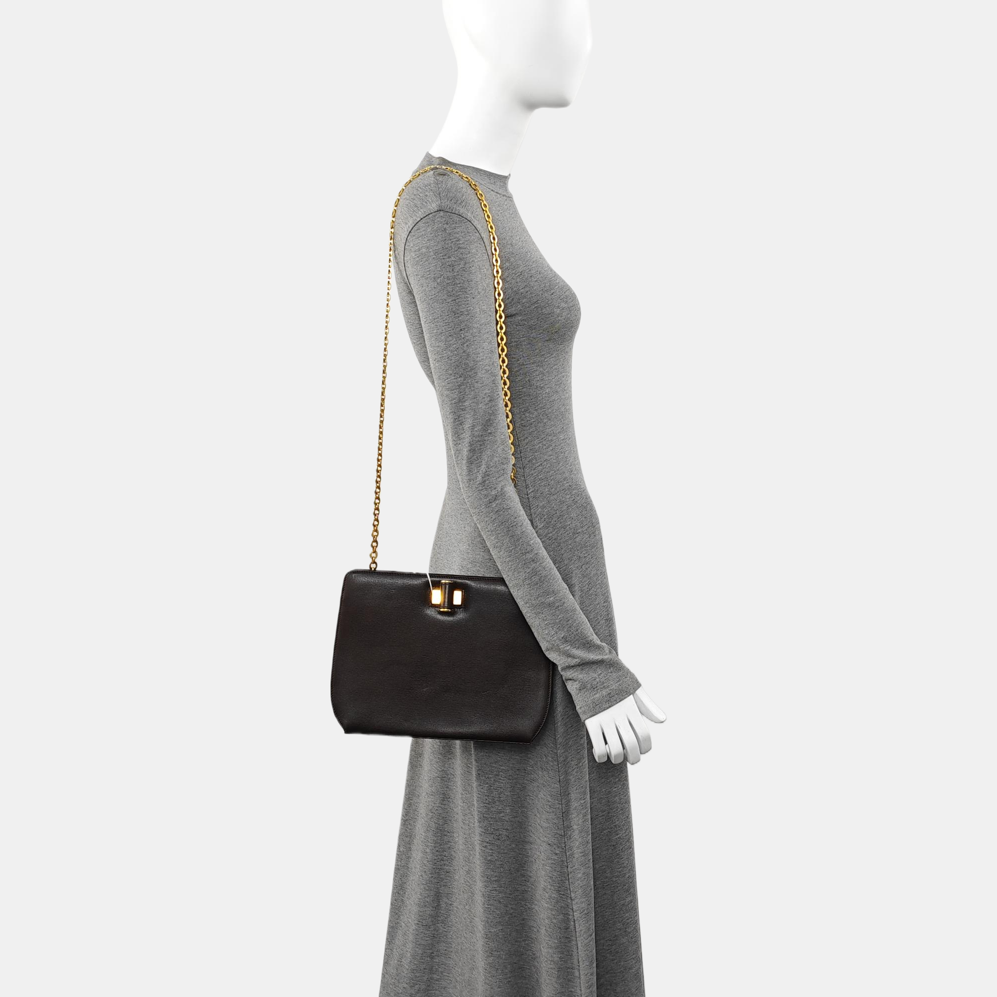 Calfskin Shoulder Bag Brown