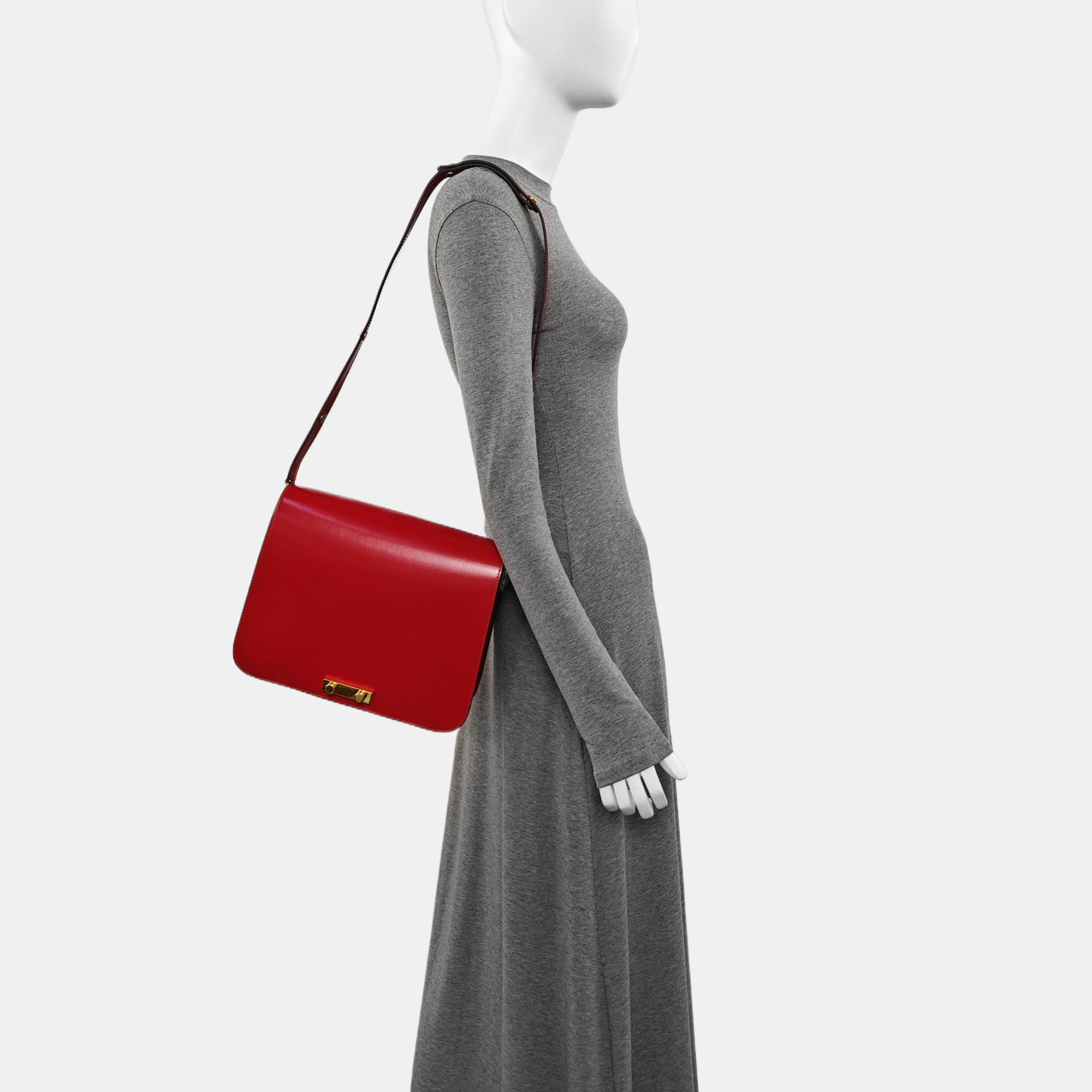 Leather Shoulder Bag Red