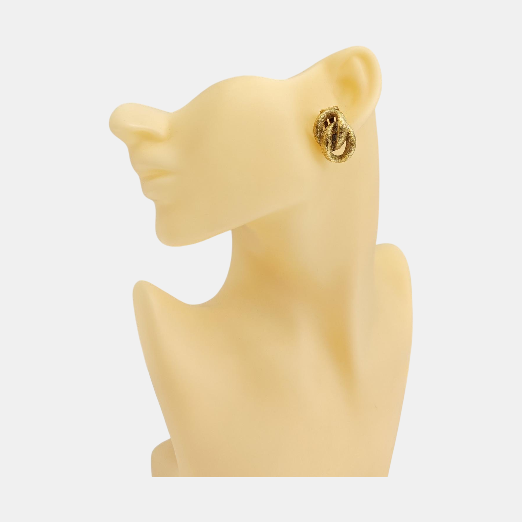 Twist Round Metal Gold Clip On Earrings