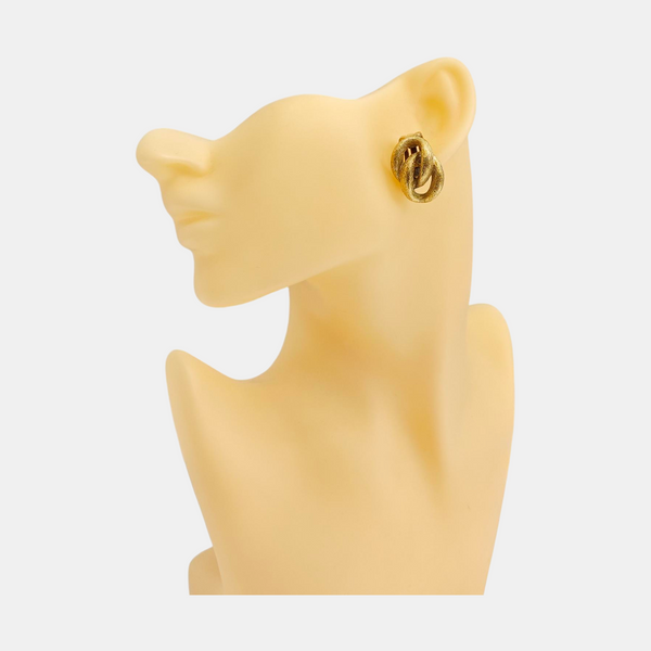 Twist Round Metal Gold Clip On Earrings