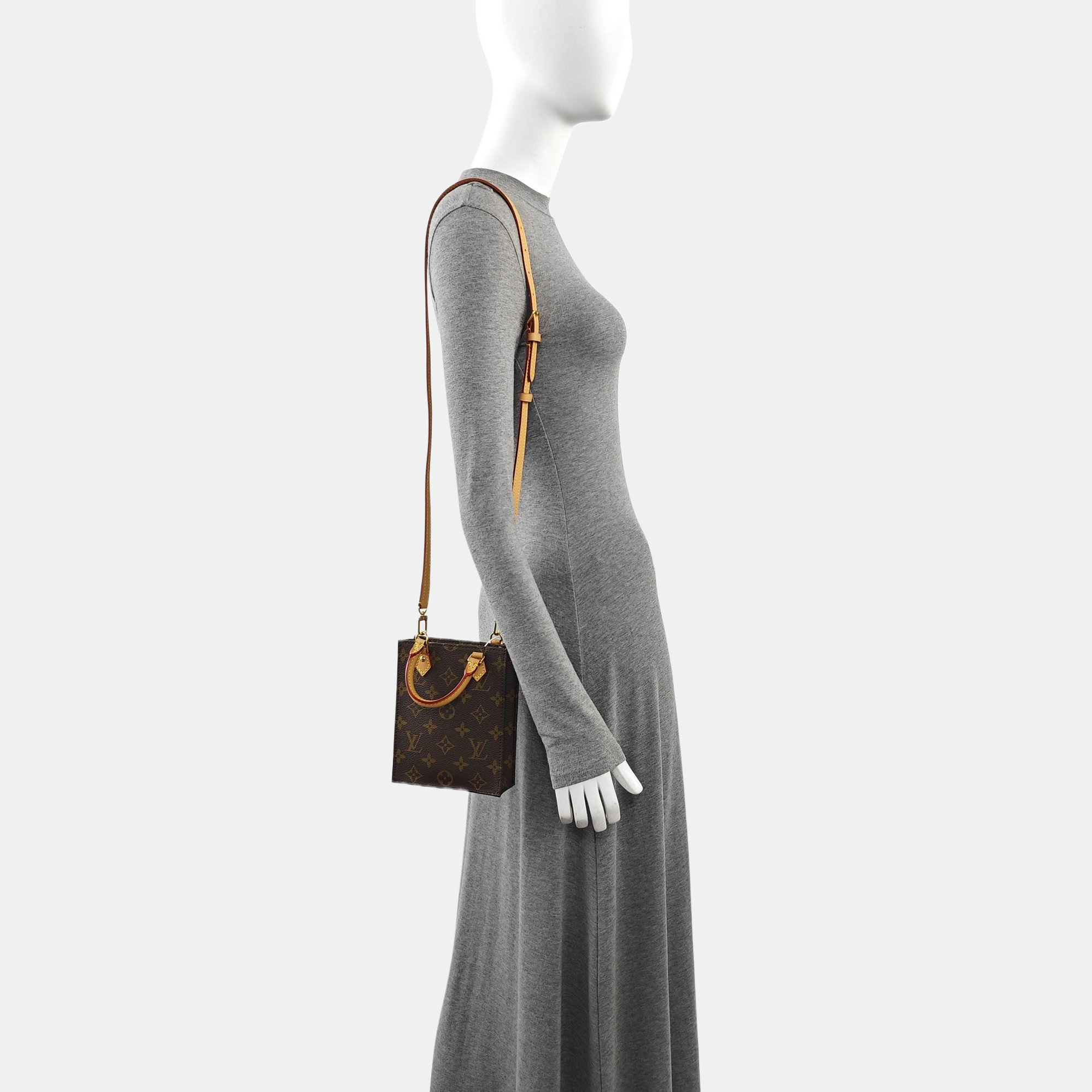SAC PLAT Mini Monogram Coated Canvas Brown