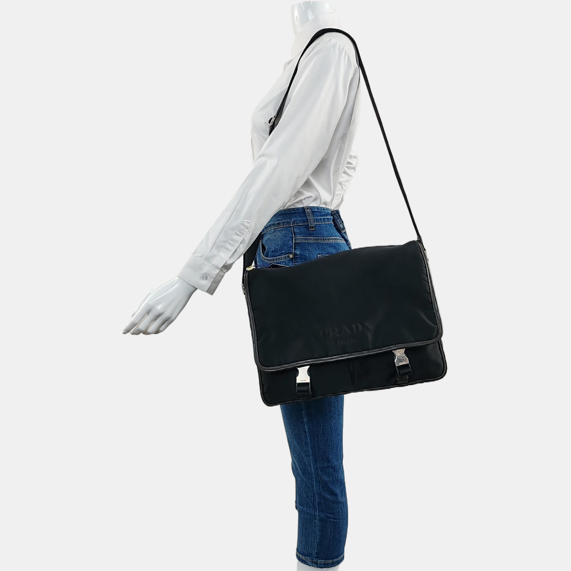 Nylon Shoulder Bag Black