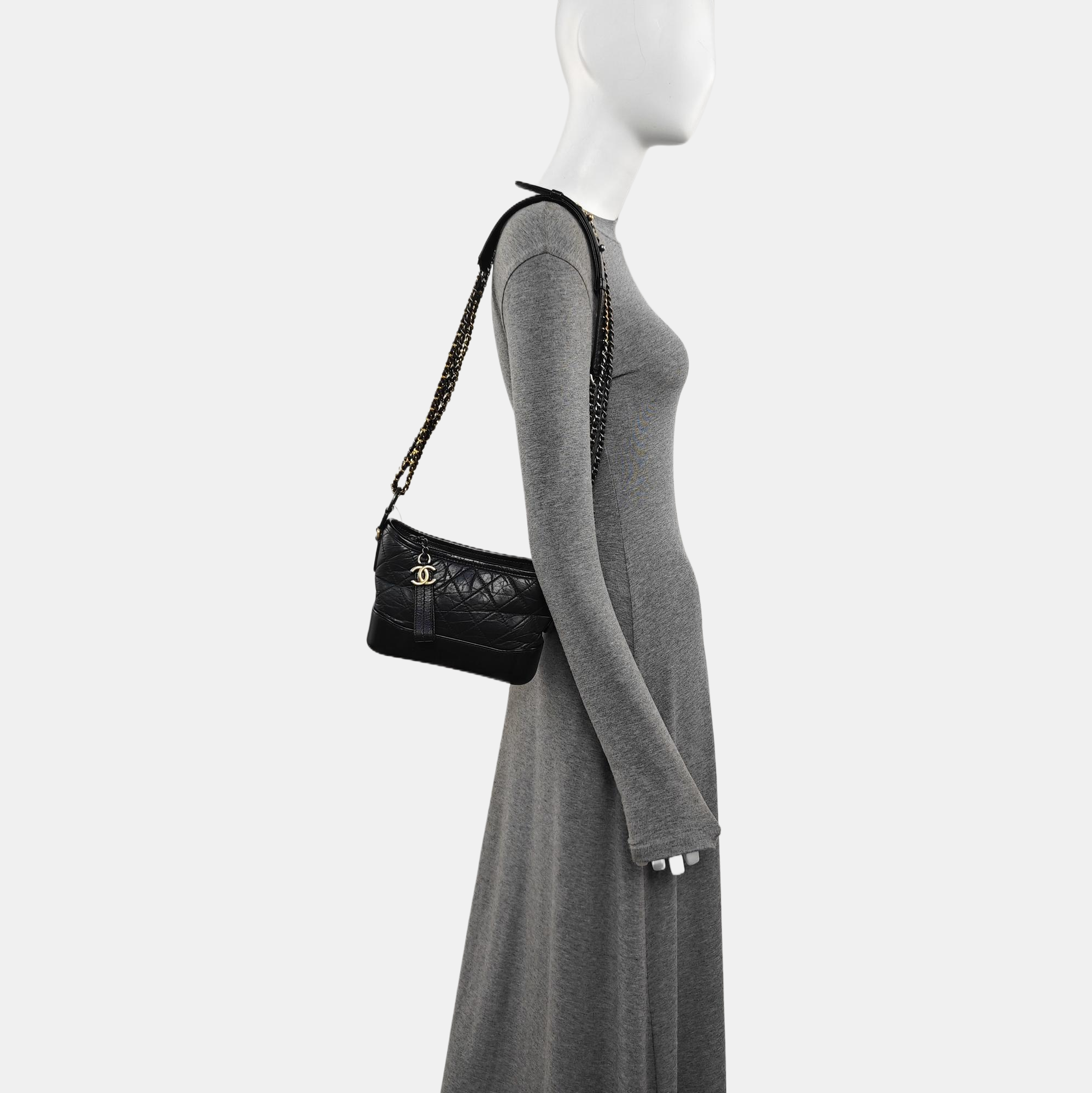 GABRIELLE Small Quilted Calfskin Black
