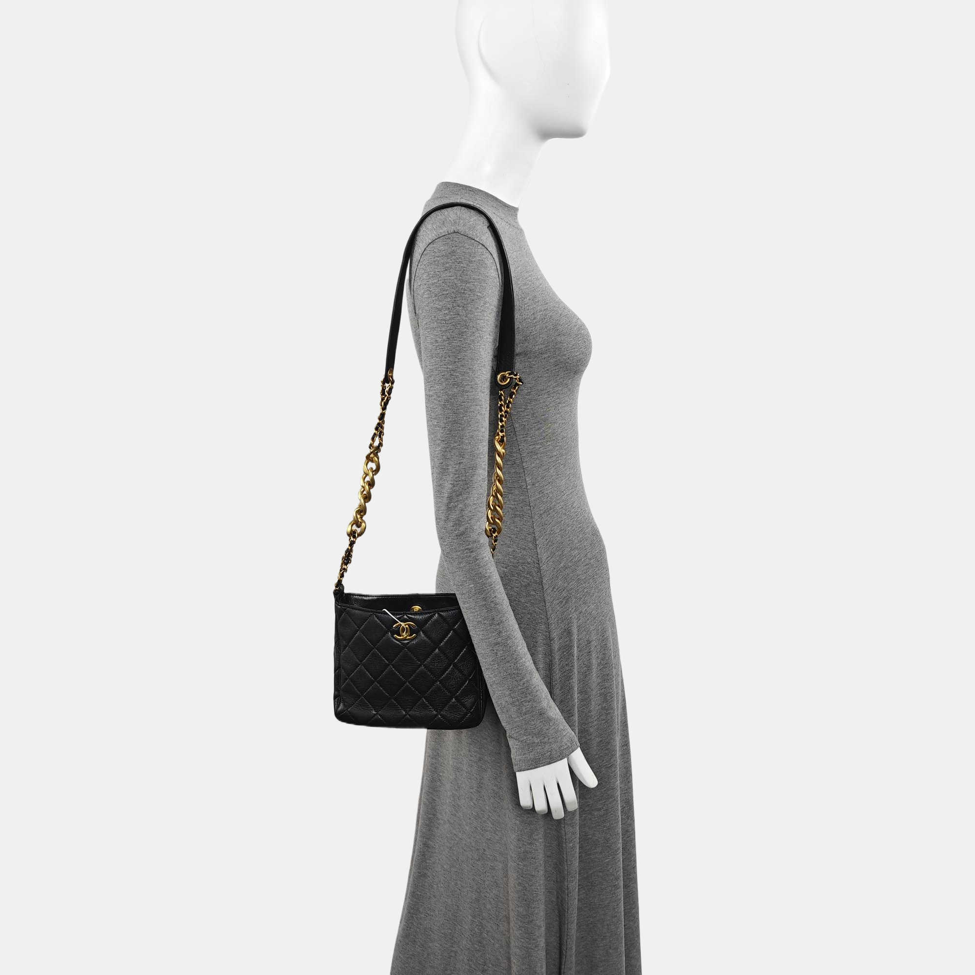 Quilted Lambskin Crossbody Bag Black