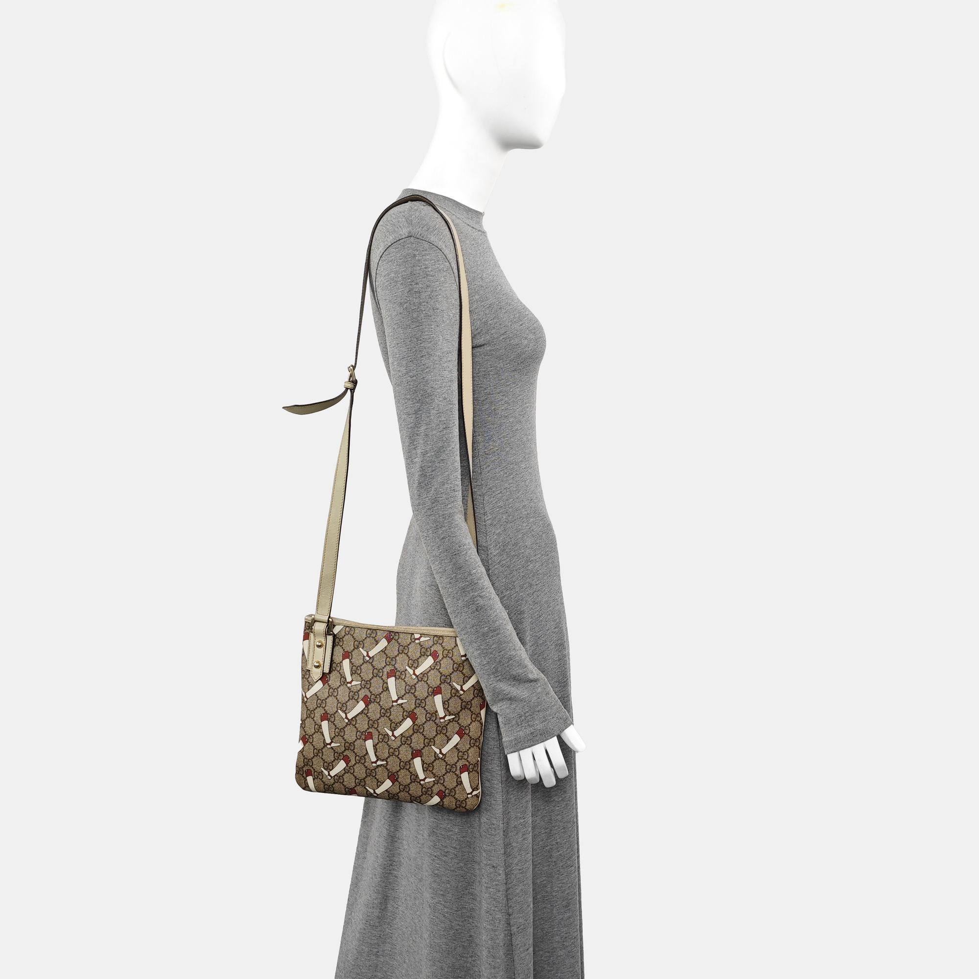 Monogram Coated Canvas Shoulder Bag Beige
