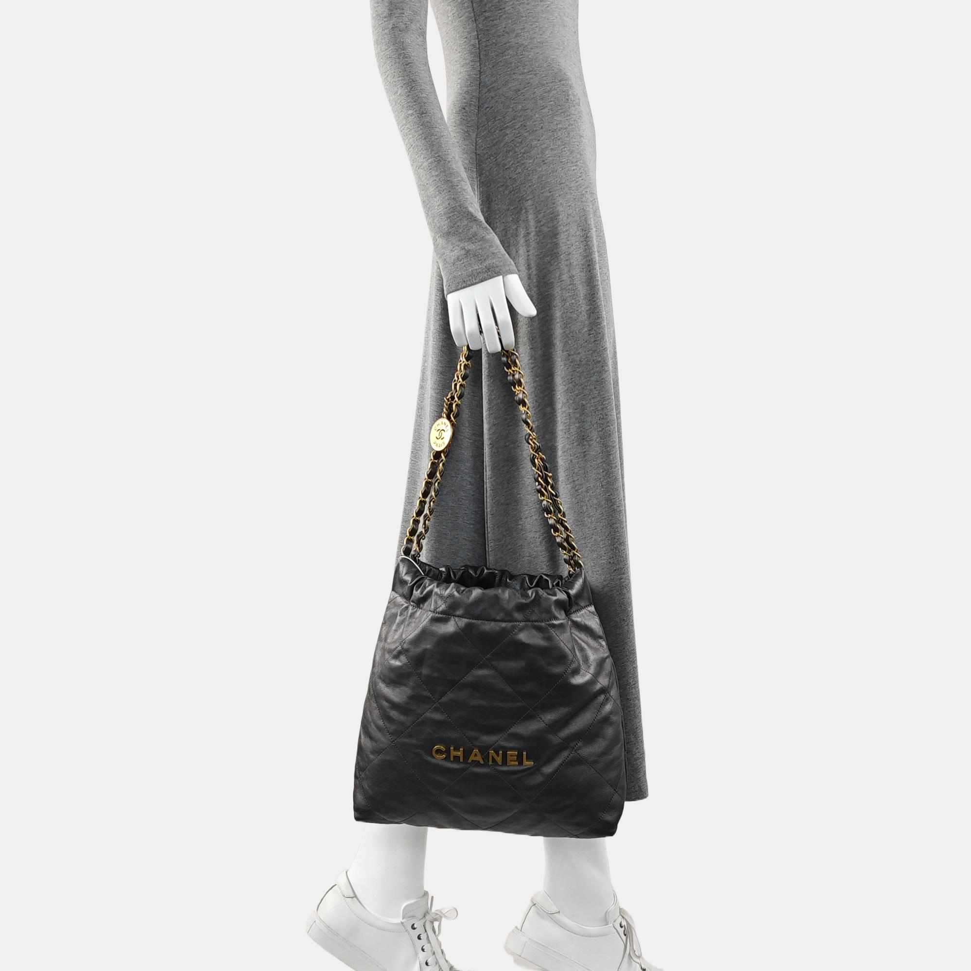 CHANEL 22 Small Quilted Calfskin Gray
