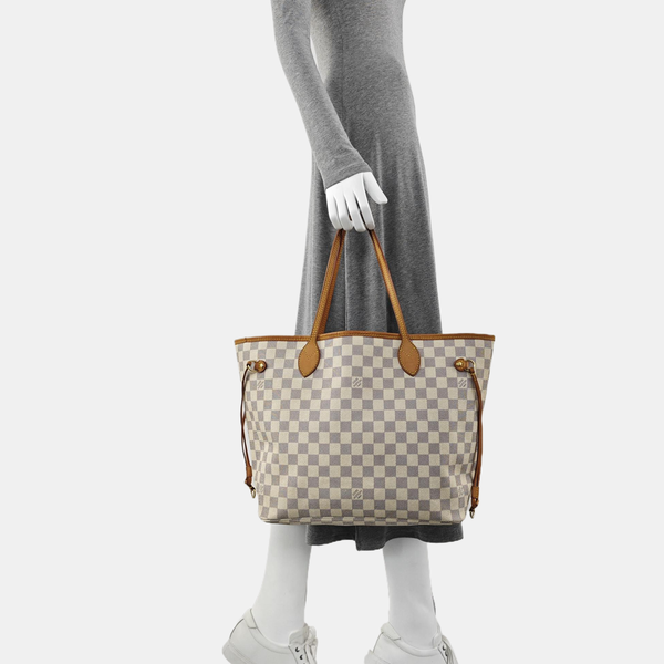 Authenticated pre-owned  NEVERFULL MM Damier Azur Coated Canvas White - Tote Bag at Looply