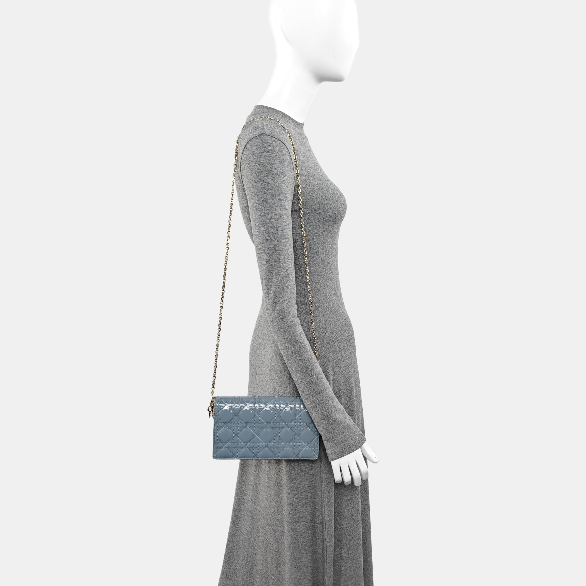 Lady Dior Small Cannage Calfskin Blue