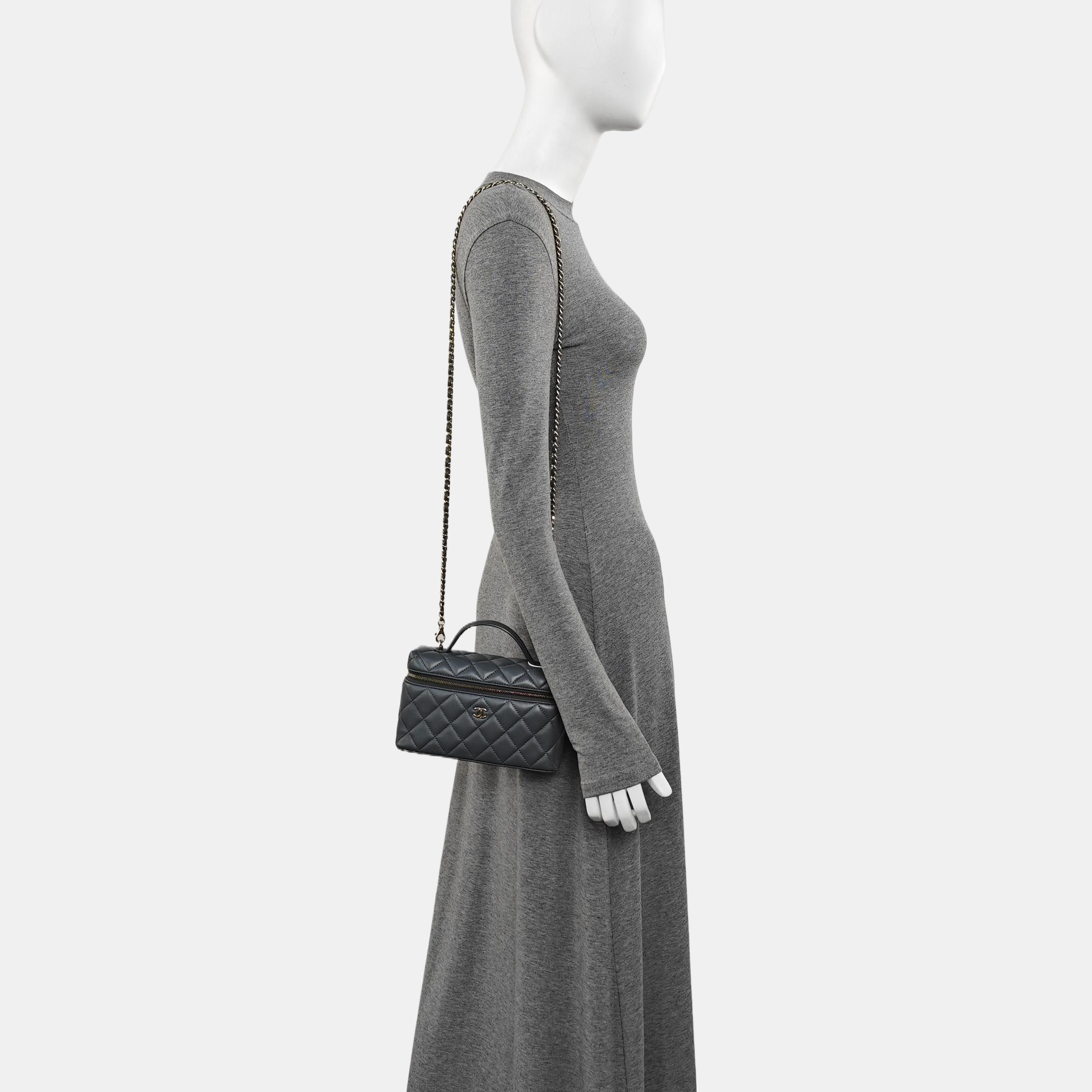 VANITY CASE Quilted Lambskin Gray