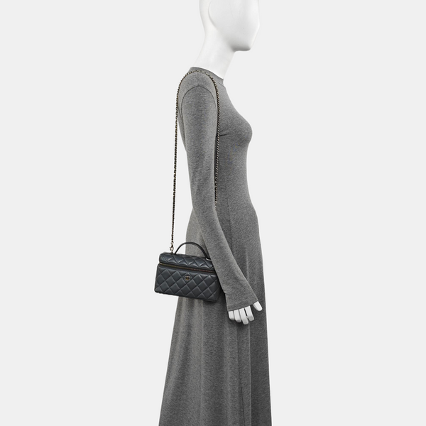 VANITY CASE Quilted Lambskin Gray
