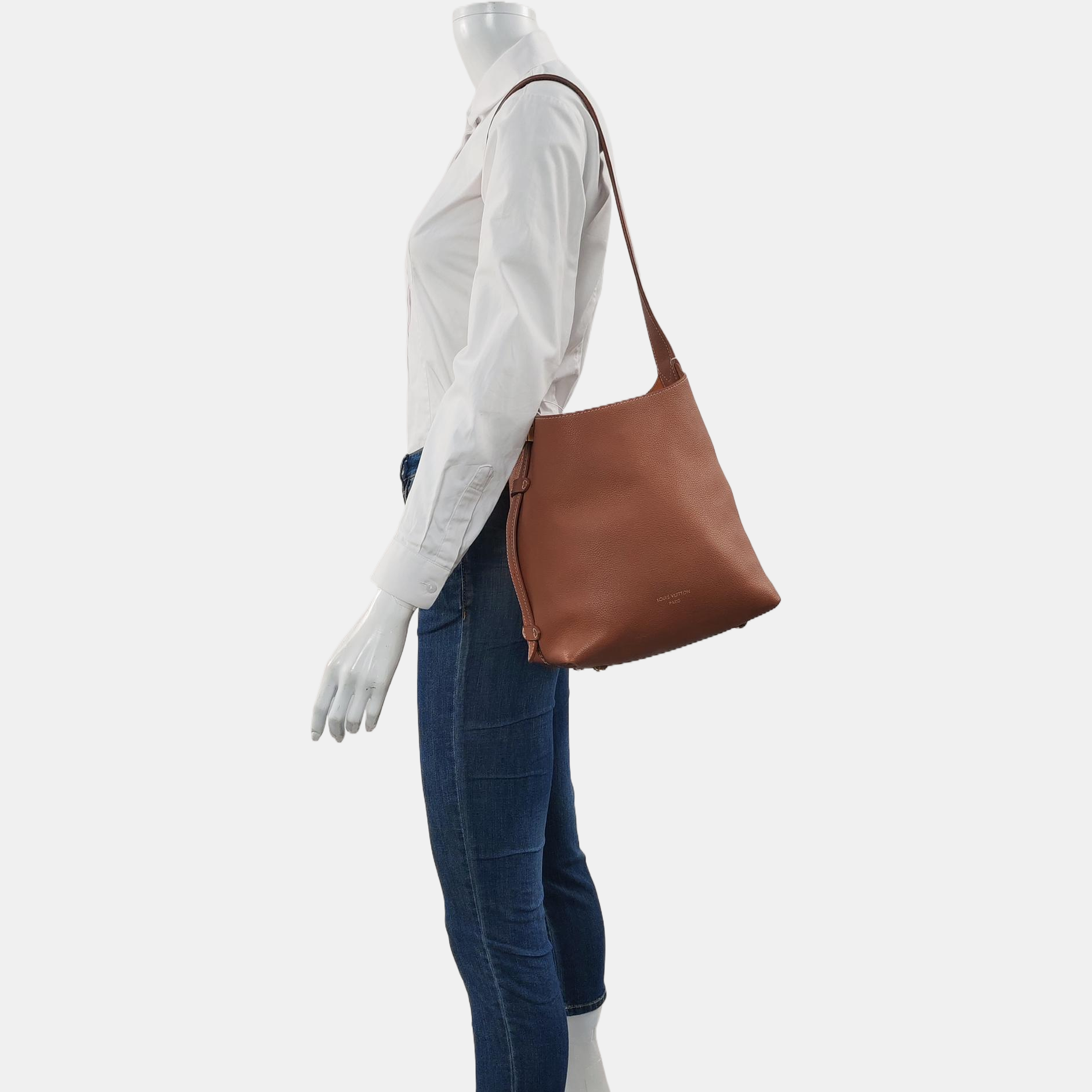 LOW KEY HOBO PM Monogram Calfskin Brown