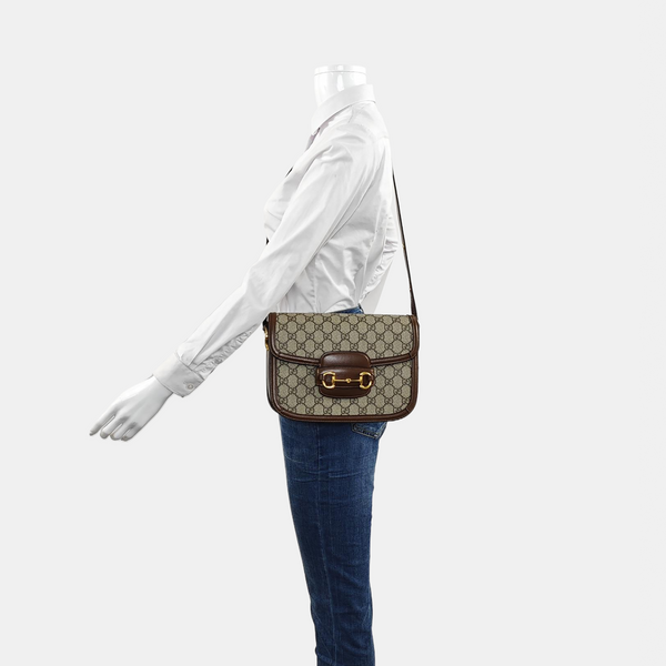 Horsebit 1955 Medium Monogram Coated Canvas Beige