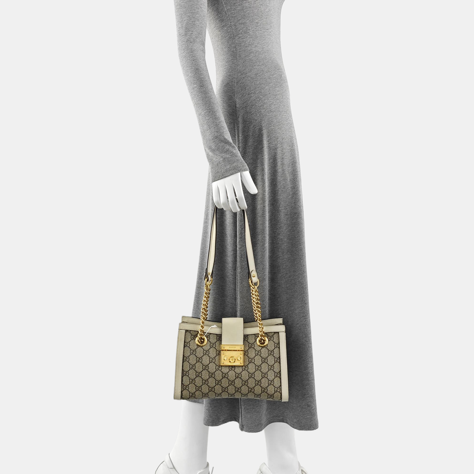 Padlock Small Monogram Coated Canvas Beige