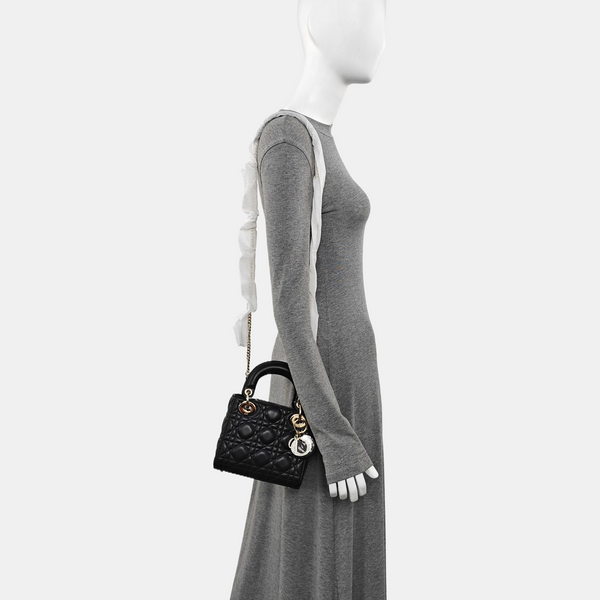 Lady Dior Mini Cannage Lambskin Black