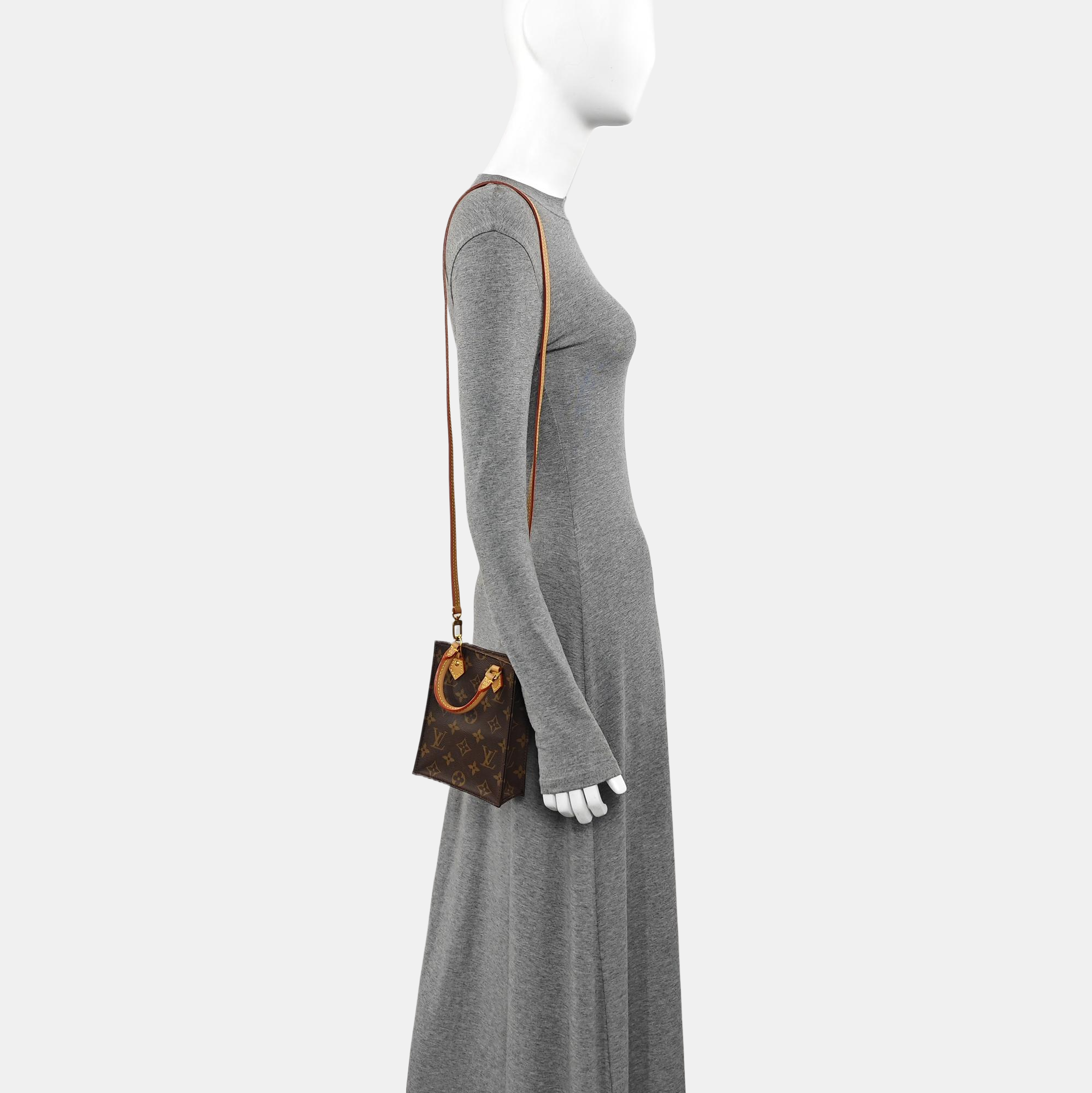 SAC PLAT Mini Monogram Coated Canvas Brown