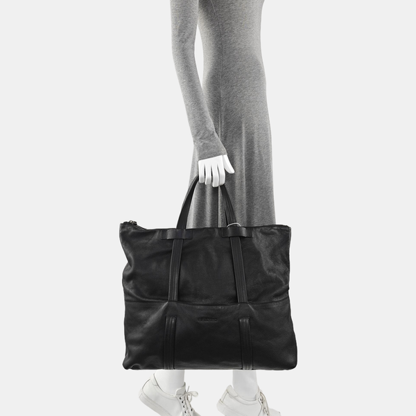 Calfskin Top Handle Bag Black