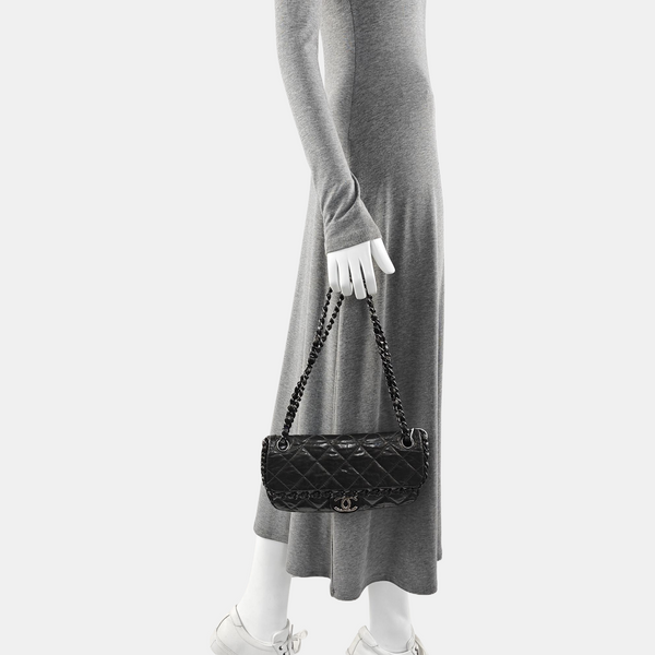 Quilted Calfskin Shoulder Bag Gray