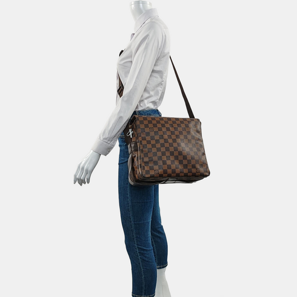 NAVIGLIO Damier Ebene Coated Canvas Brown