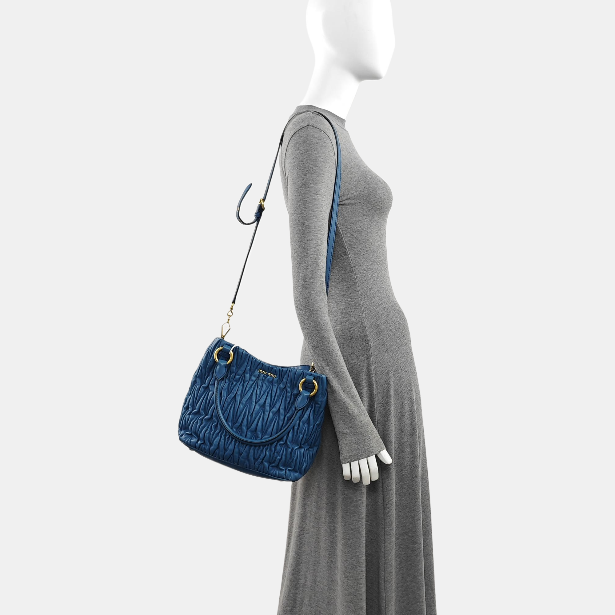 Quilted Lambskin Tote Bag Blue
