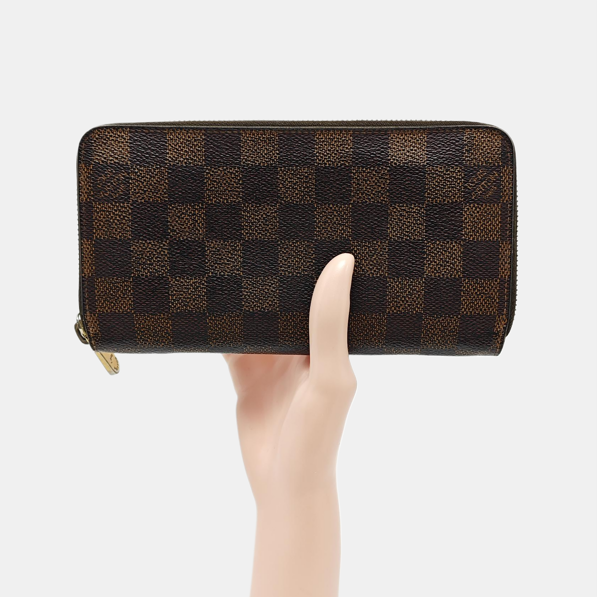 ZIPPY Damier Ebene Coated Canvas Brown Wallet