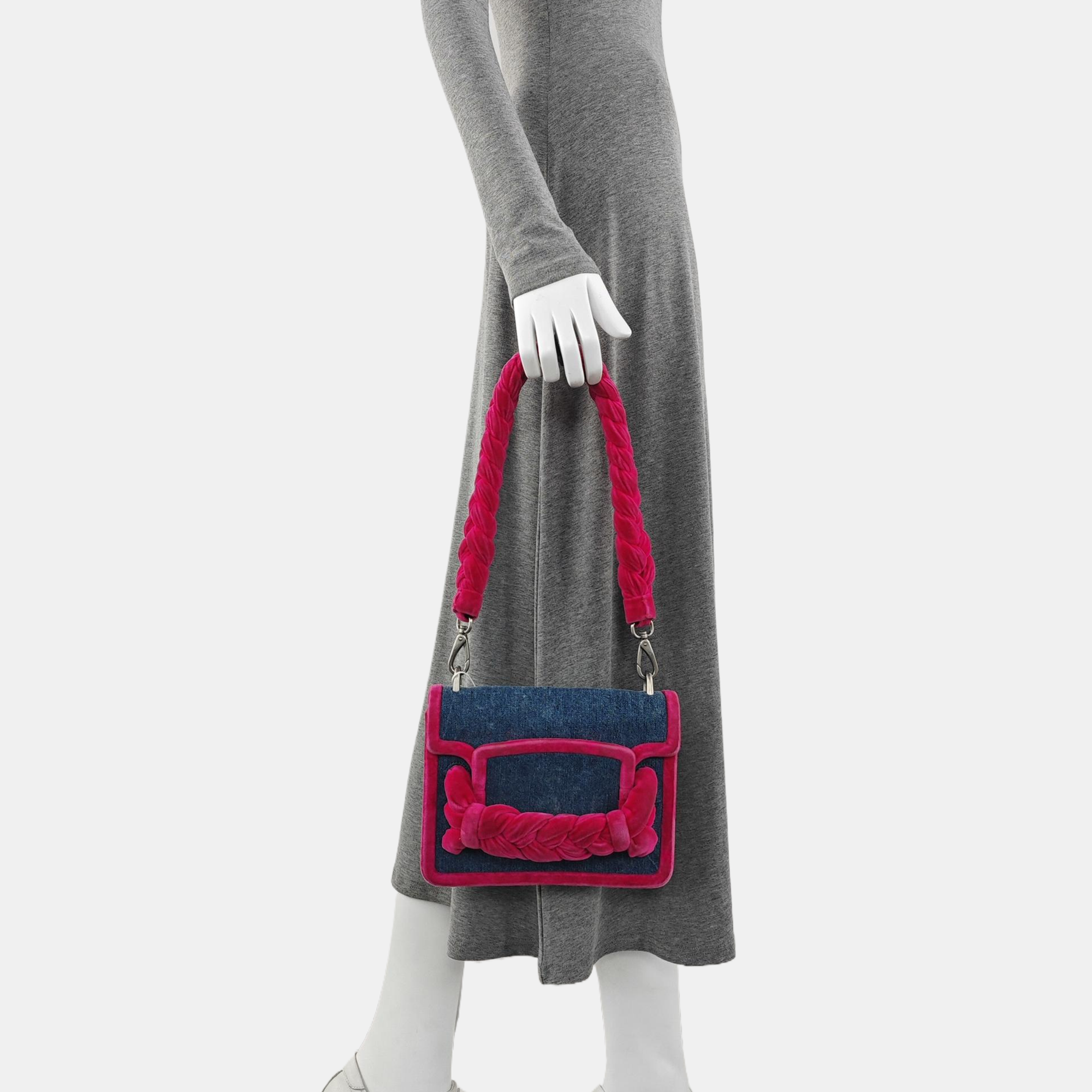 Denim Top Handle Bag Blue